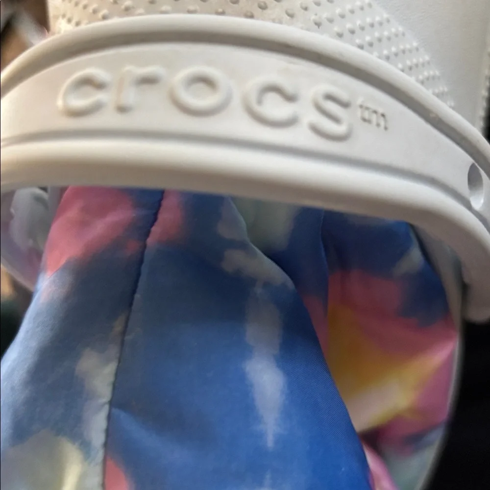Crocs Classic Lined Neo Puff Boots W/10 M/8 In Tie-Dye Mineral Blue Fleece Lined